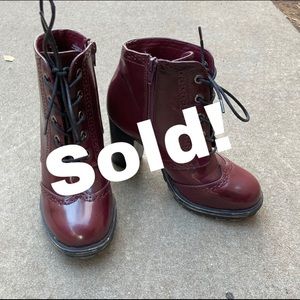 Burgundy high heel ankle boots- Bamboo